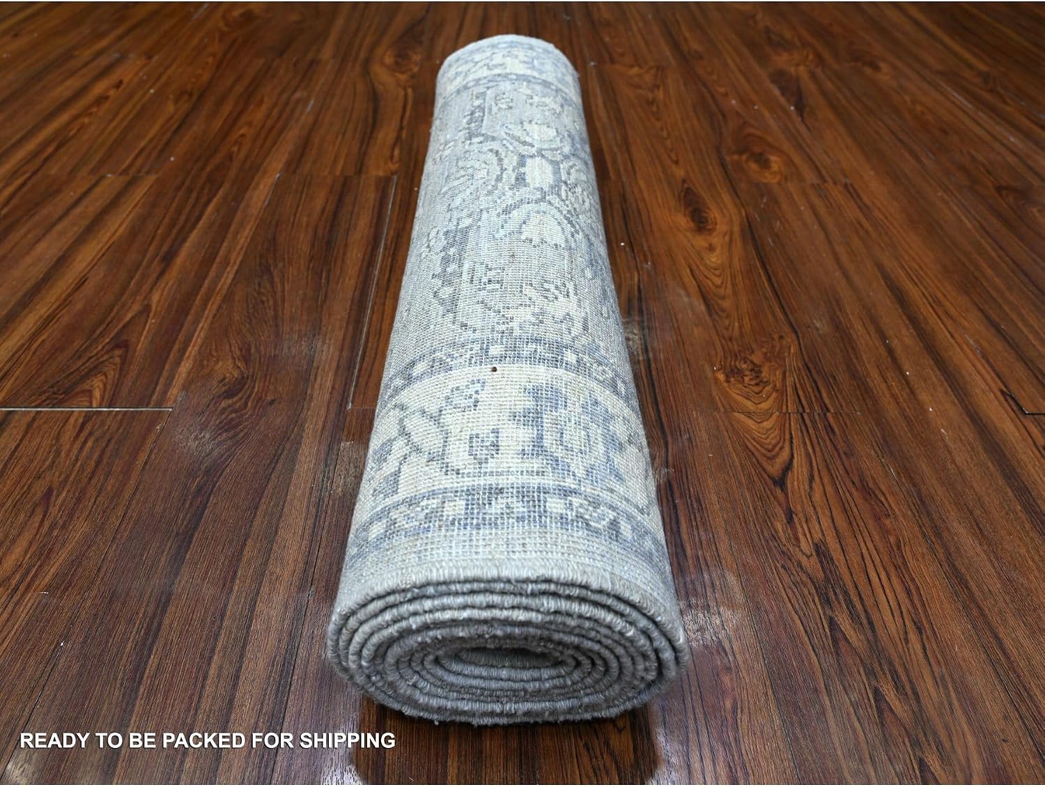 Hand Knotted Peshawar Runner Rug, Lazy Gray, Wool, 2'8"x11'10", Sickle Leaf Design, Natural Dyes