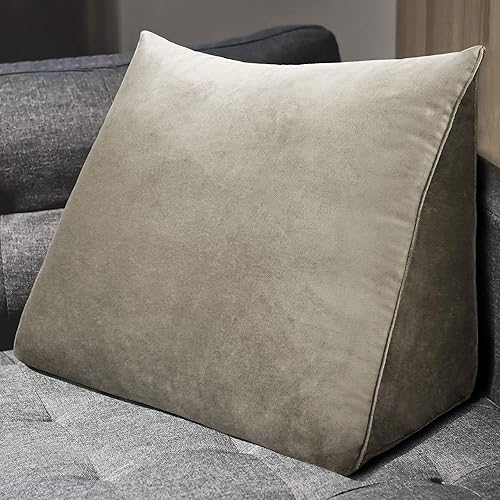 Miniatura 4 de homecozy Almohada triangular de lectura y reposo en cama cojín de respaldo de soporte lumbar para sentarse en la cama sofá o silla terciopelo de 24