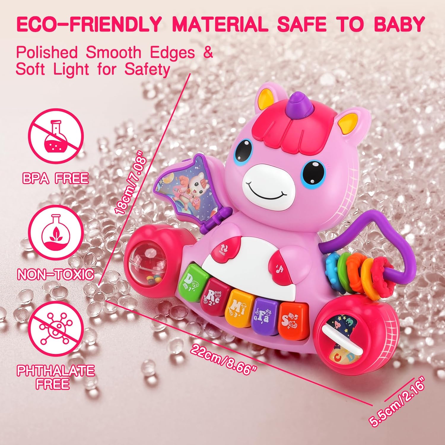 Baby Girl Toys 0 Months Plus Musical Unicorn Baby Piano Toys 0 6 12 18 Months Interactive Early Learning Toys for Girls Christmas Birthday Gifts 7