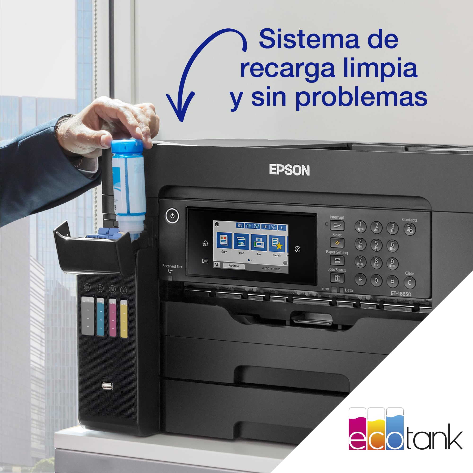 Epson Impresora multifunción EcoTank ET-16605 A3+ con depósito de Tinta, conexión Wi-Fi y fax