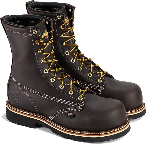Miniatura 8 de Thorogood American Heritage - Botas de trabajo con punta de acero de 8 pulgadas para hombre, cuero de grano completo con puntera de mocasín, suela