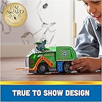 Vista 3 de PAW Patrol, Camión de reciclaje de Rocky, camión de juguete con figura de acción coleccionable, juguetes para niños con conciencia sostenible