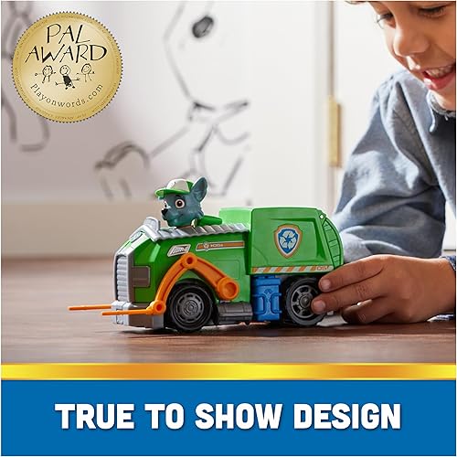 Miniatura 3 de Paw Patrol - Camión de reciclaje de Rocky, camión de juguete con figura de acción coleccionable, con enfoque sostenible, juguetes para niños y niñas