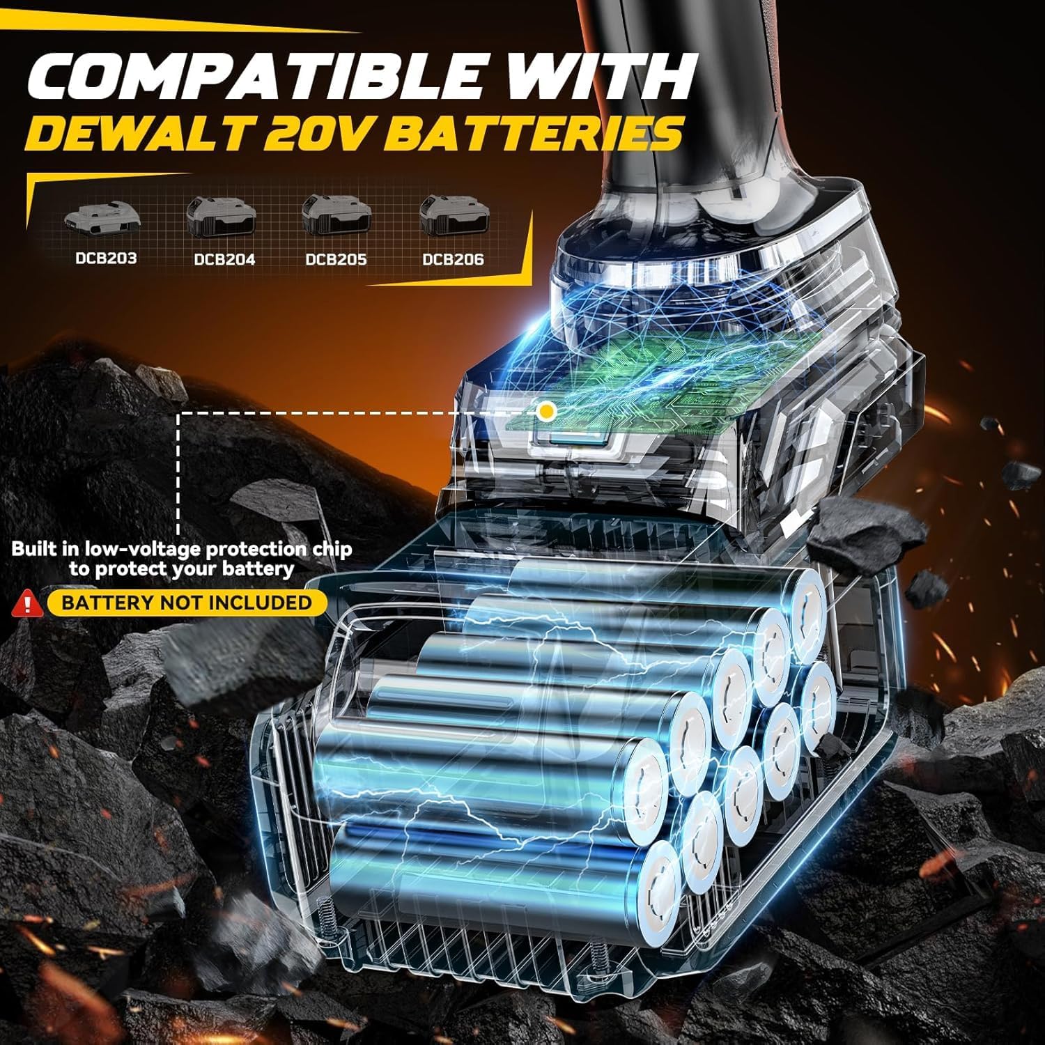 Cordless Impact Wrench 1/2 inch Compatible with DeWalt Battery,740Ft-lbs(1000 N.M) High Torque Power Tool, Brushless Electric Impact Gun for Car/Truck/Mower(No Battery Included)