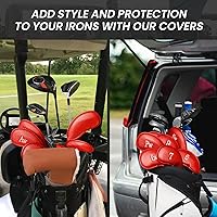 Vista 88 de FINGER TEN Premium Synthetic Leather Stylish Iron & Wedge Golf Head Covers Value 12 Piece Set, Embroidered Labels & Fits Most Clubs Gift Set, Travel