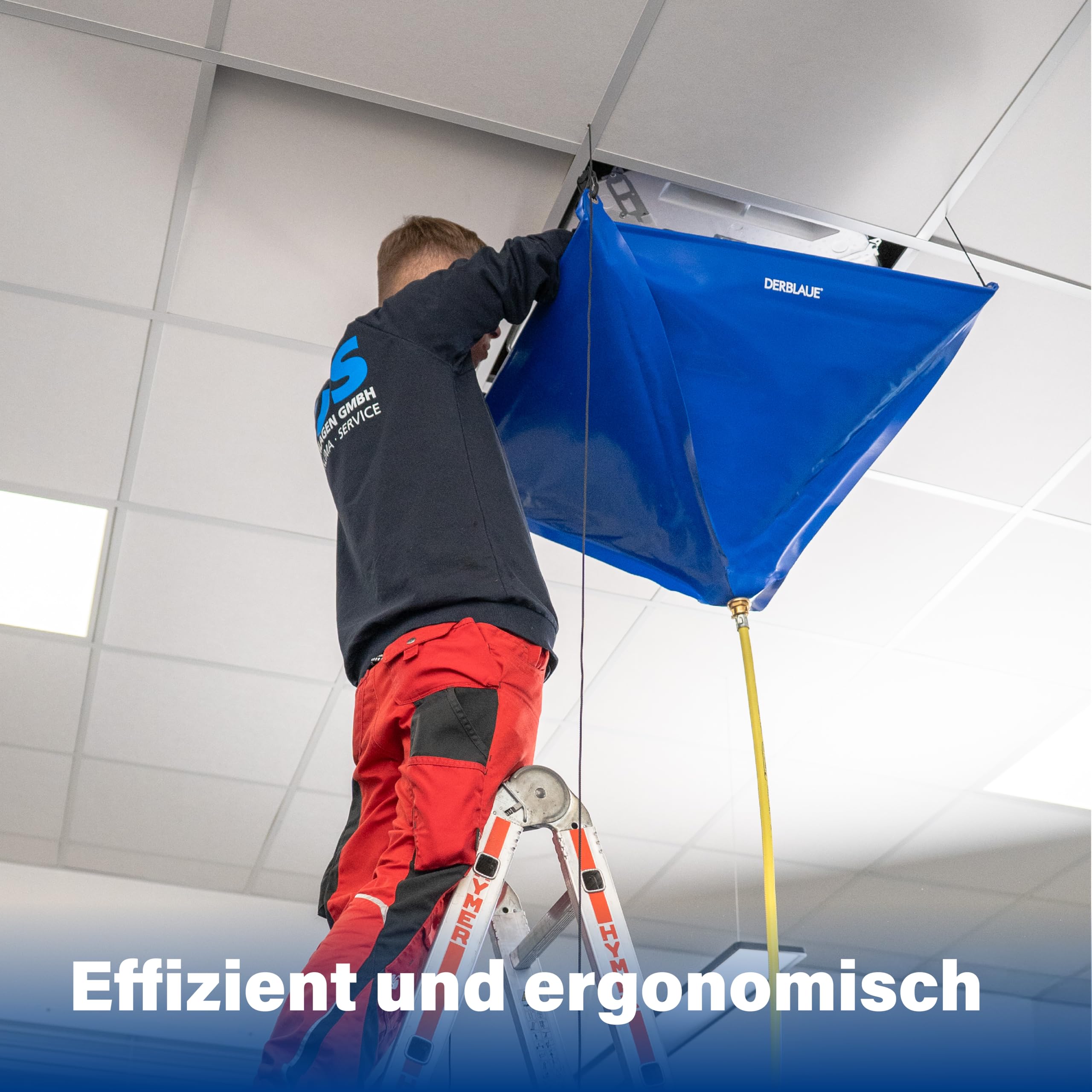 DERBLAUE® Trichter 80 x 80 cm, ca. 50 Liter, 3/4 Zoll Anschluss | mit höhenverstellbarem Aufhängesystem, stabil im Einsatz dank Fiberglasstäbe, mit einsetzbarem Filtersieb, geringes Packmaß