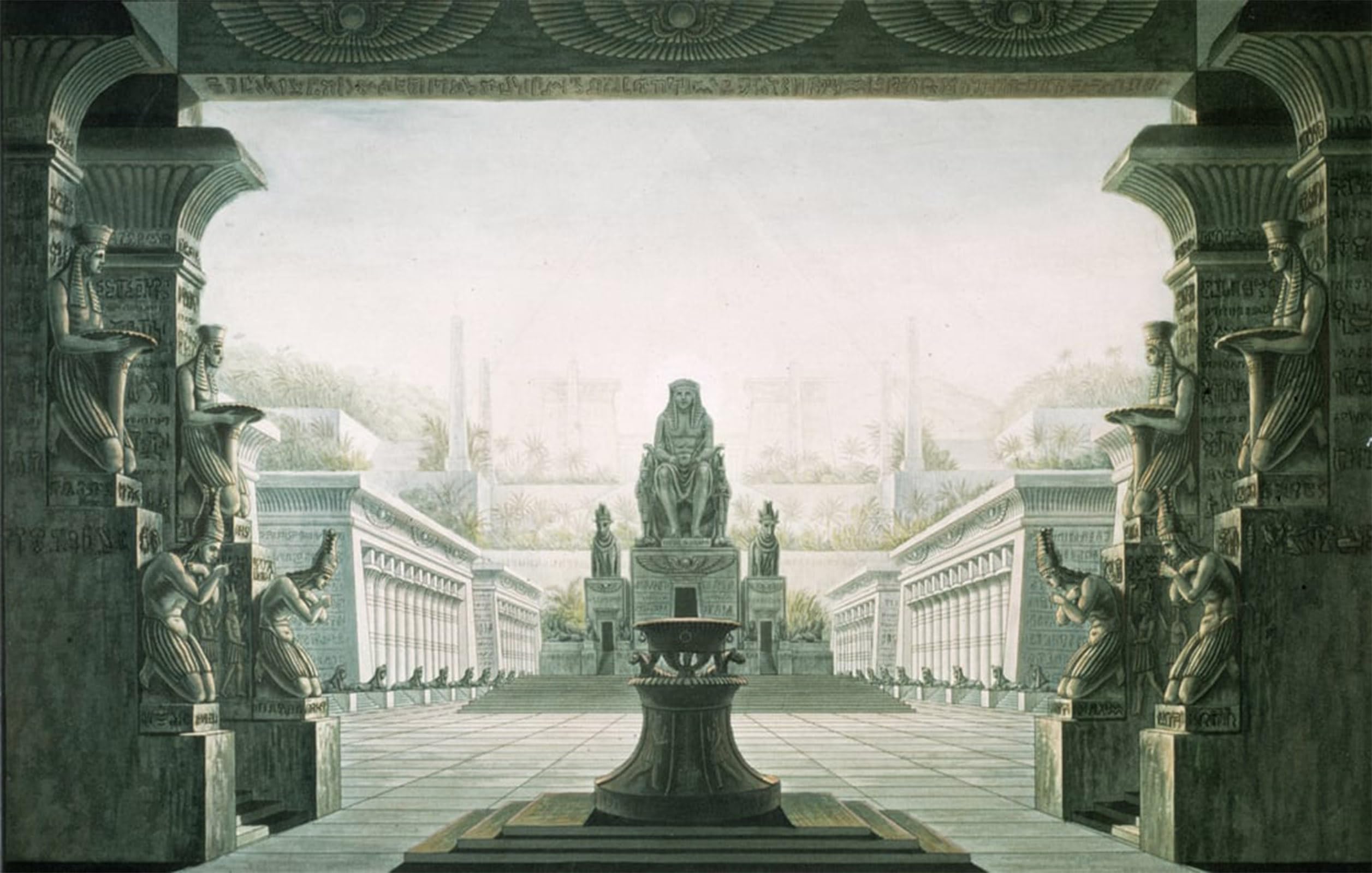 SERENDIPITP Retro Picture Poster Wall Art Pictures Painting Set Design for Last Scene of 'the Flute' by Karl Friedrich Schinkel Wall Art Canvas Print for Wall Decor 60x90cm