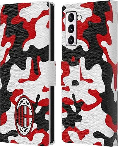 Vista 229 de Head Case Designs Funda de cuero con licencia oficial de AC Milan con diseño de camuflaje digital, compatible con Samsung Galaxy S22 Ultra 5G