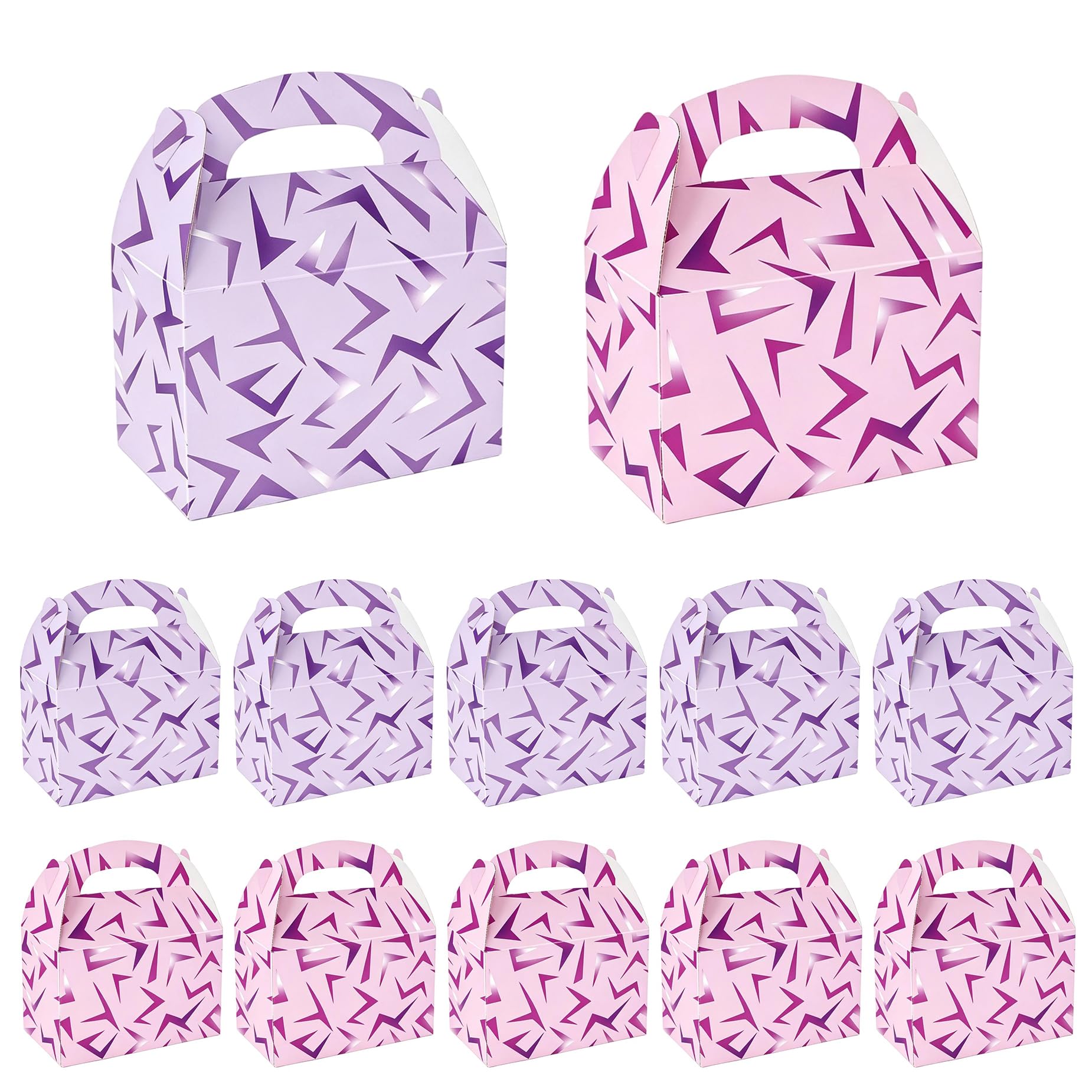 12 Pcs Korean Pop Demon Energy Party Favor Boxes Birthday Decorations Supplies, Purple and Pink Lightning Crack Goodie Gift Boxes Gable Box with Handles for Snacks Candy