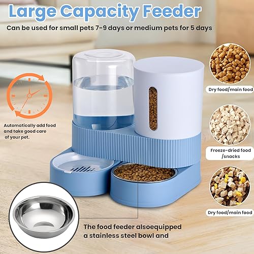 Miniatura 5 de Dispensador automático de agua para perros y gatos, dispensador de agua de acero inoxidable 2 en 1, dispensador de gran capacidad para mascotas,