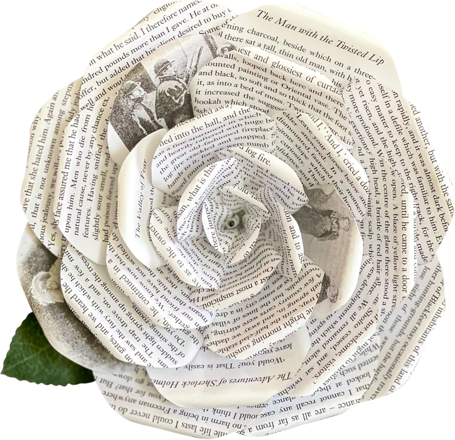 Handmade Sherlock Holmes Paper Flower, Book Page Rose Made from The Works of Arthur Conan Doyle, Mystery Lovers Gift for Anniversary, Birthday, Graduation, Weddings- 6 Inch Large