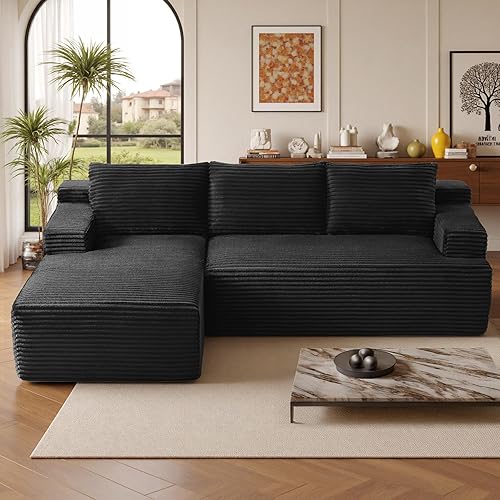 Miniatura 8 de Sofás seccionales de 96 pulgadas para sala de estar, sofá de nube tapizado en forma de L, sofás modulares y sin hueso, moderno sofá modular con