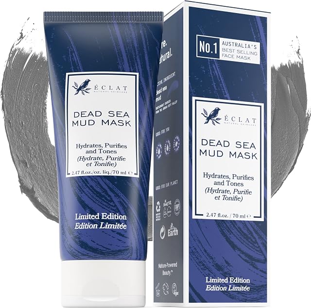 Winner 2022 Organic DeadSea Mud Mask - 100% VEGAN Detoxifying Anti-Acne Formula with 10X MORE MINERALS - 2X MORE NOURISHING for Skin Hydration & Anti-Ageing - GMP-Certified