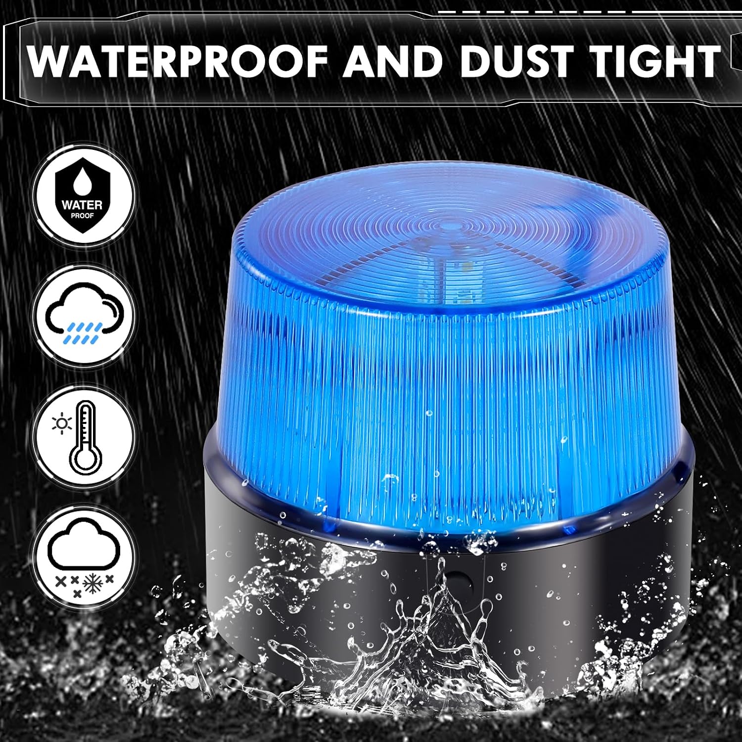 LE228 (Mini) — Blue LED USB Rechargeable Strobe Beacon | Selectable Rotation & Flash Modes | Strong Magnetic Base for Car • Truck • Emergency • Construction | Energy Class A++