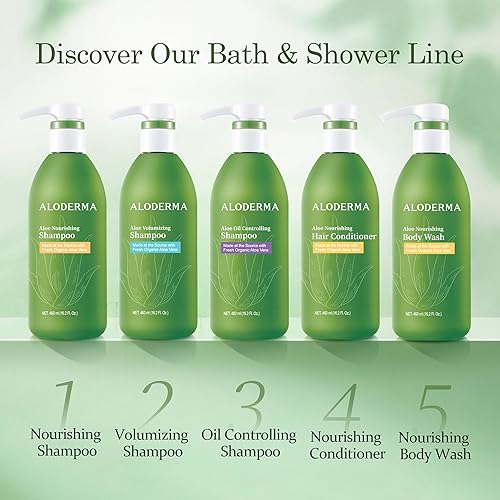 Miniatura 7 de Aloderma Set de cuidado del cabello de aloe vera champú que controla el aceite, acondicionador nutritivo para el cabello