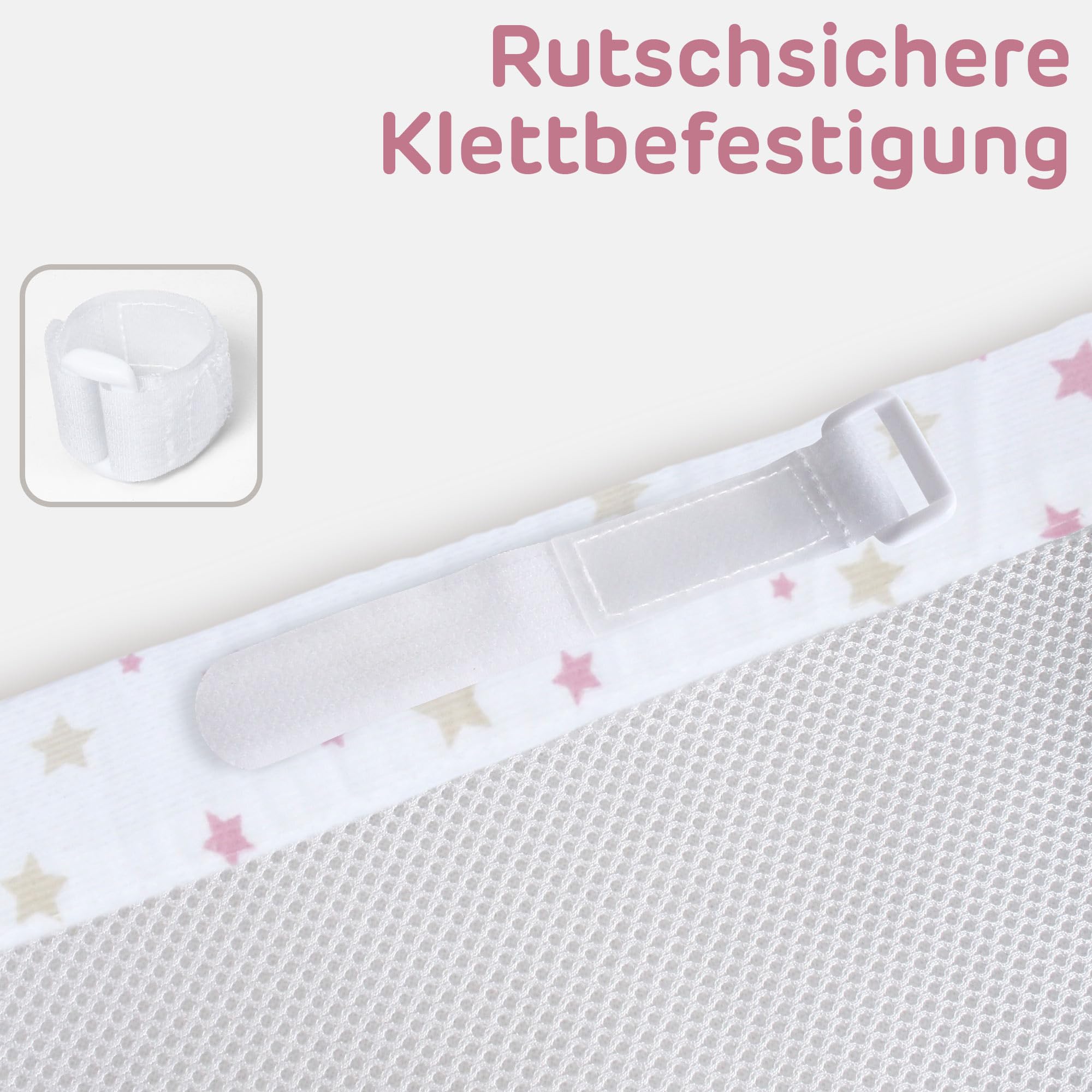 babybay Paracolpi in rete piqué 3D adatto per modello Maxi, Boxspring, Comfort e Comfort Plus, bianco mix stelle sabbia/bacche