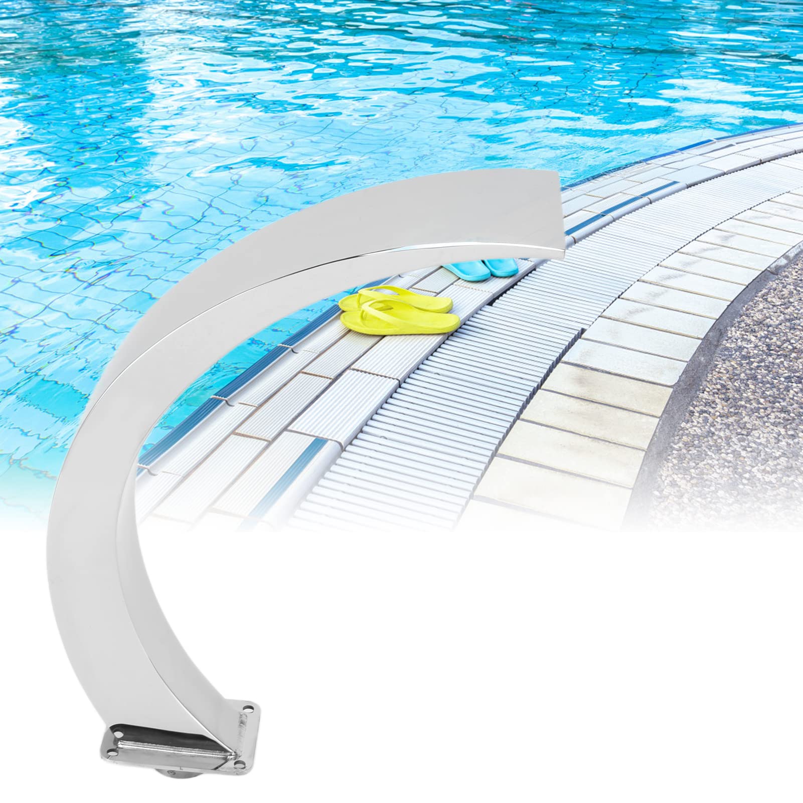 flexman Fontana a Cascata per Piscina, Altezza 14,3 Pollici, Fontana per Piscina Esterna Curva in Acciaio Inossidabile con Filettatura Interna G1 per Piscine, Piscina da Giardino