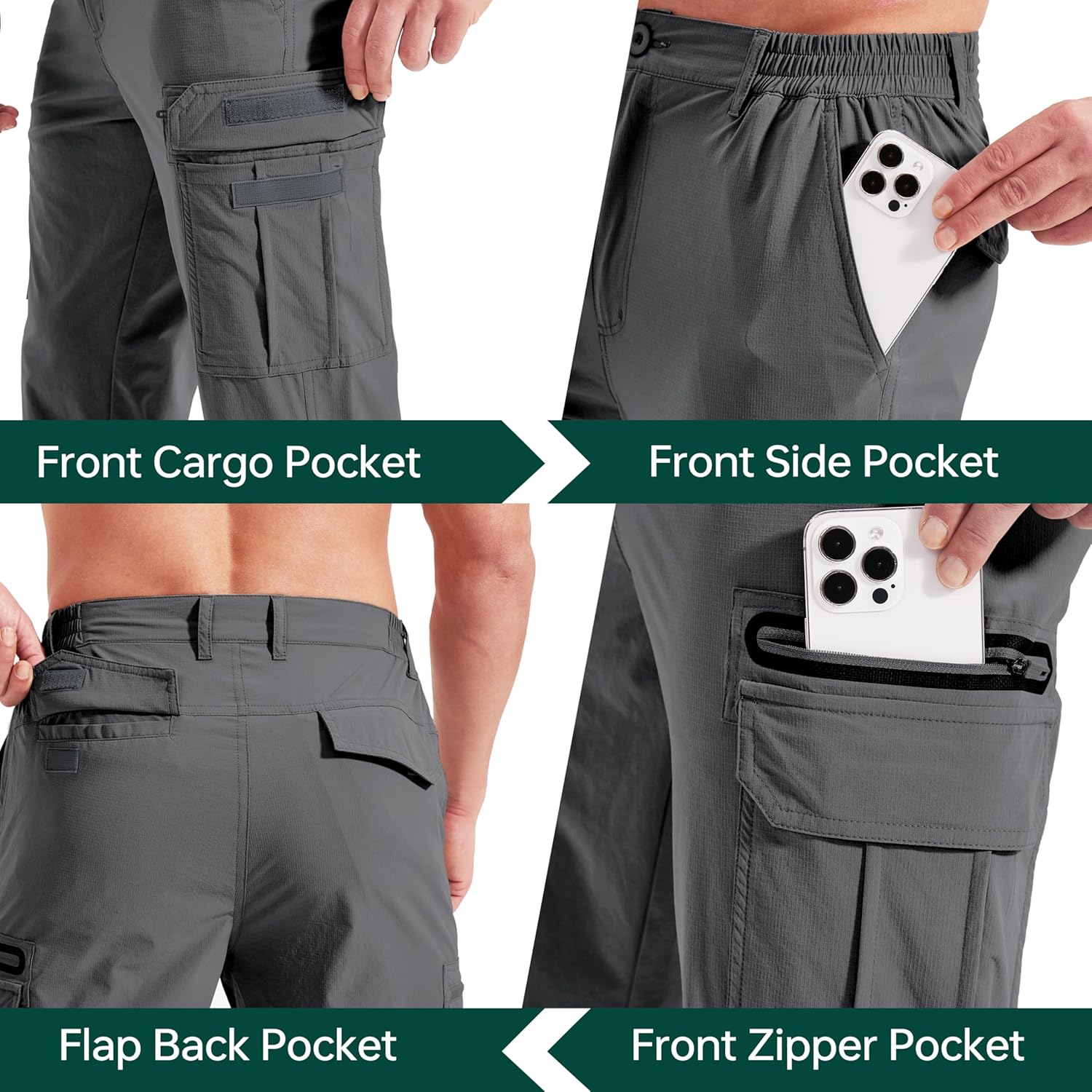 NATUVENIX Hiking Pants Men Lightweight Mens Travel Pants Quick Dry Cargo Work Pants for Men Water Resistant Fishing Pants - Image 3