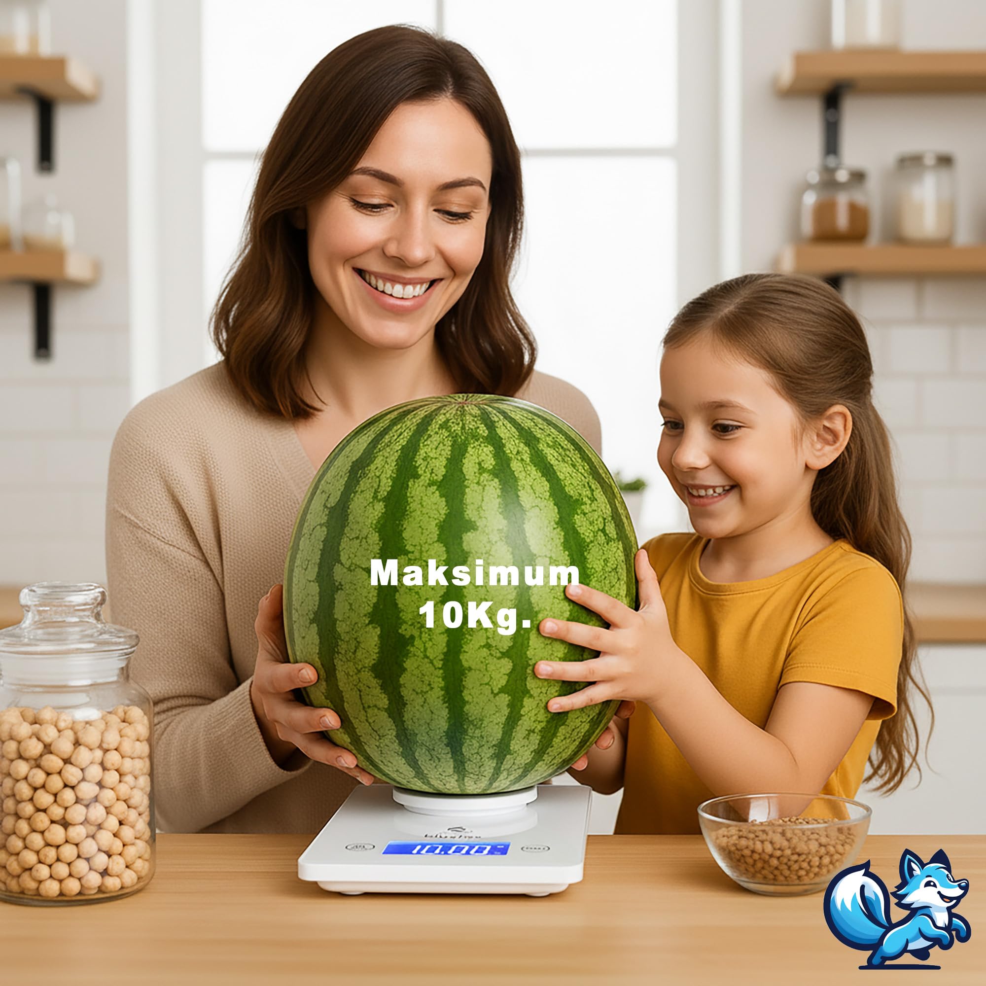 Bluefox Topaz Premium Dijital Mutfak Tartısı 10kg | Temperli Beyaz Cam, Geniş LCD Ekran, Yüksek Hassasiyet Sensör | Şık ve Dayanıklı Tasarım | Geniş yüzey 23x16cm