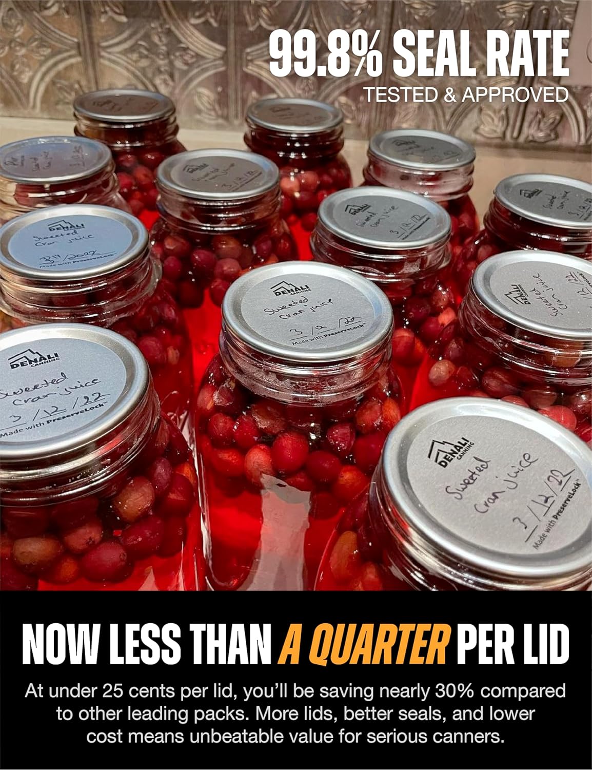 Denali Canning Rings | Regular & Wide Mouth | 24-Month PreserveLock Seals | a USA Company (Regular Rings, 10 Pack Case)