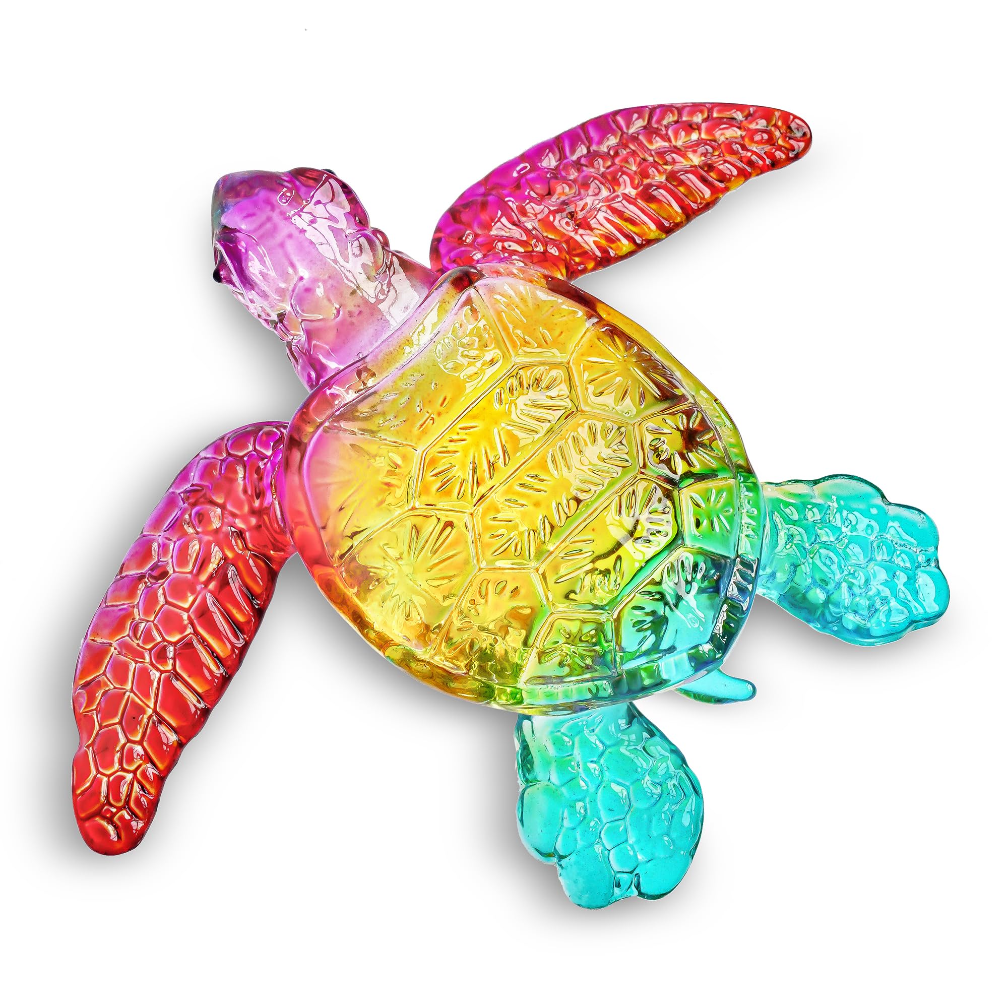 Dytartzx Colorful 5'' Crystal Turtle Figurines， Sea Turtles Statue，Blown Art Crystal Animals Sculpture Home Decor (Colorful)
