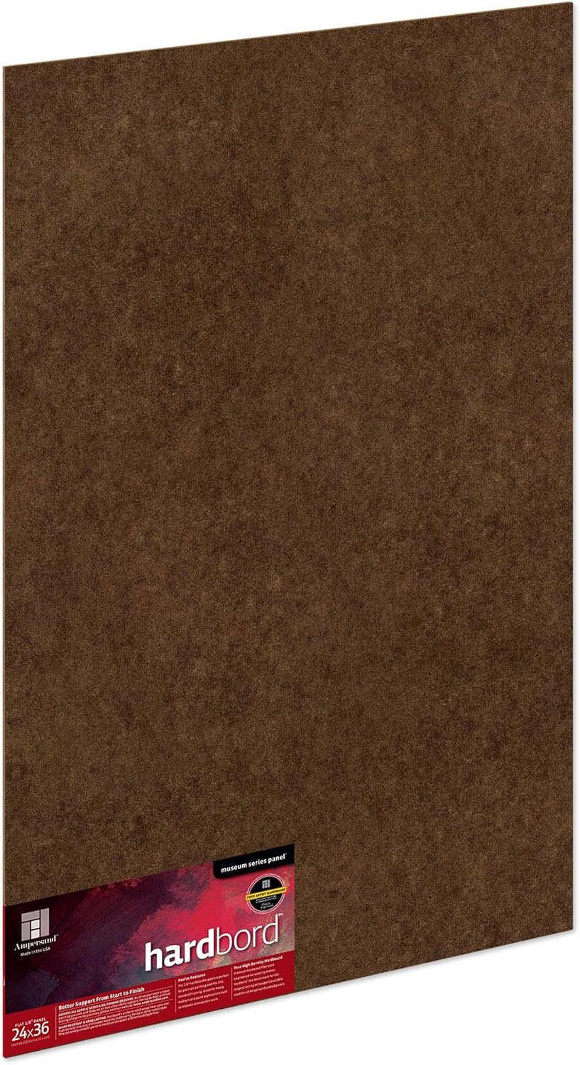 Ampersand Art Supply Hardboard Wood Painting Panel: Museum Series Hardbord, 12" x 24", 1/8 Inch Flat Profile 1/8 Inch Flat Profile 24" x 36"