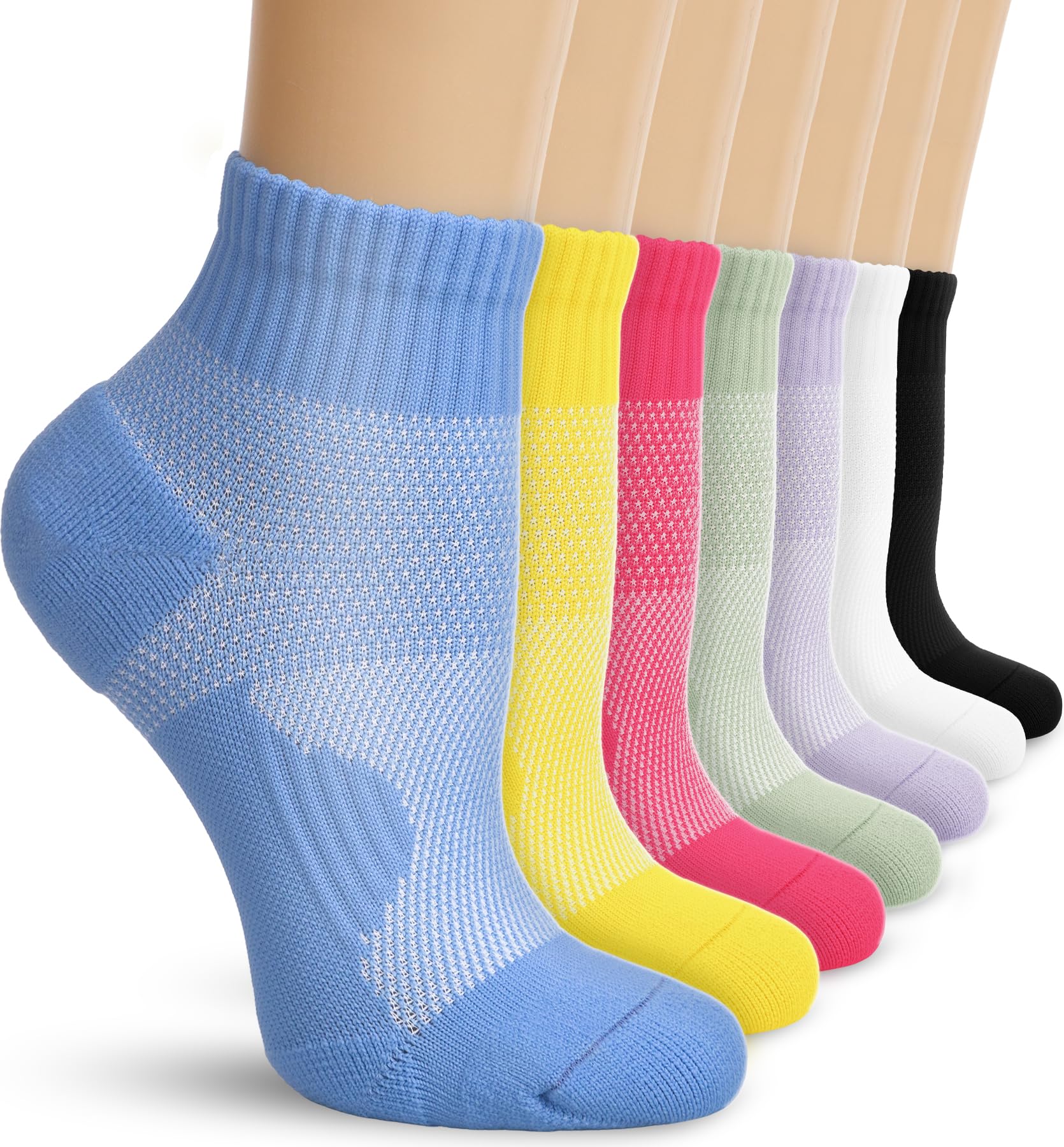 DHSO 7 Pairs Cushioned Ankle Compression Socks