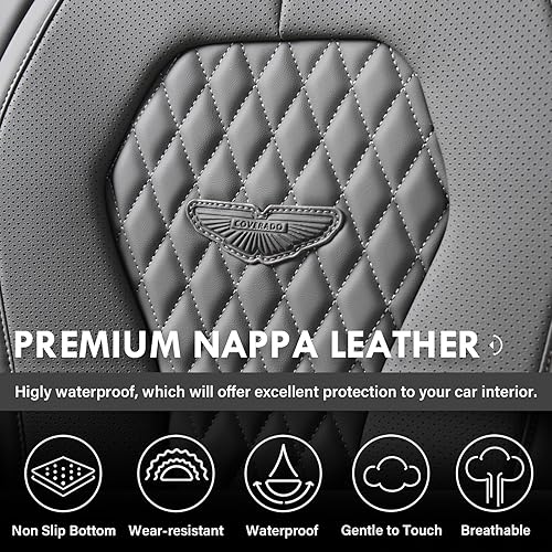 Miniatura 204 de Coverado - Fundas para asientos de auto, juego completo, funda blanca impermeable, fundas delanteras y traseras, funda de lujo, protector de Blanco