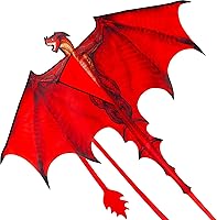JOYIN Large Dragon Kite for Kids & Adults - 55x46" Easy Fly Red Beach Kite w/328ft Line, Beginner Outdoor Fun