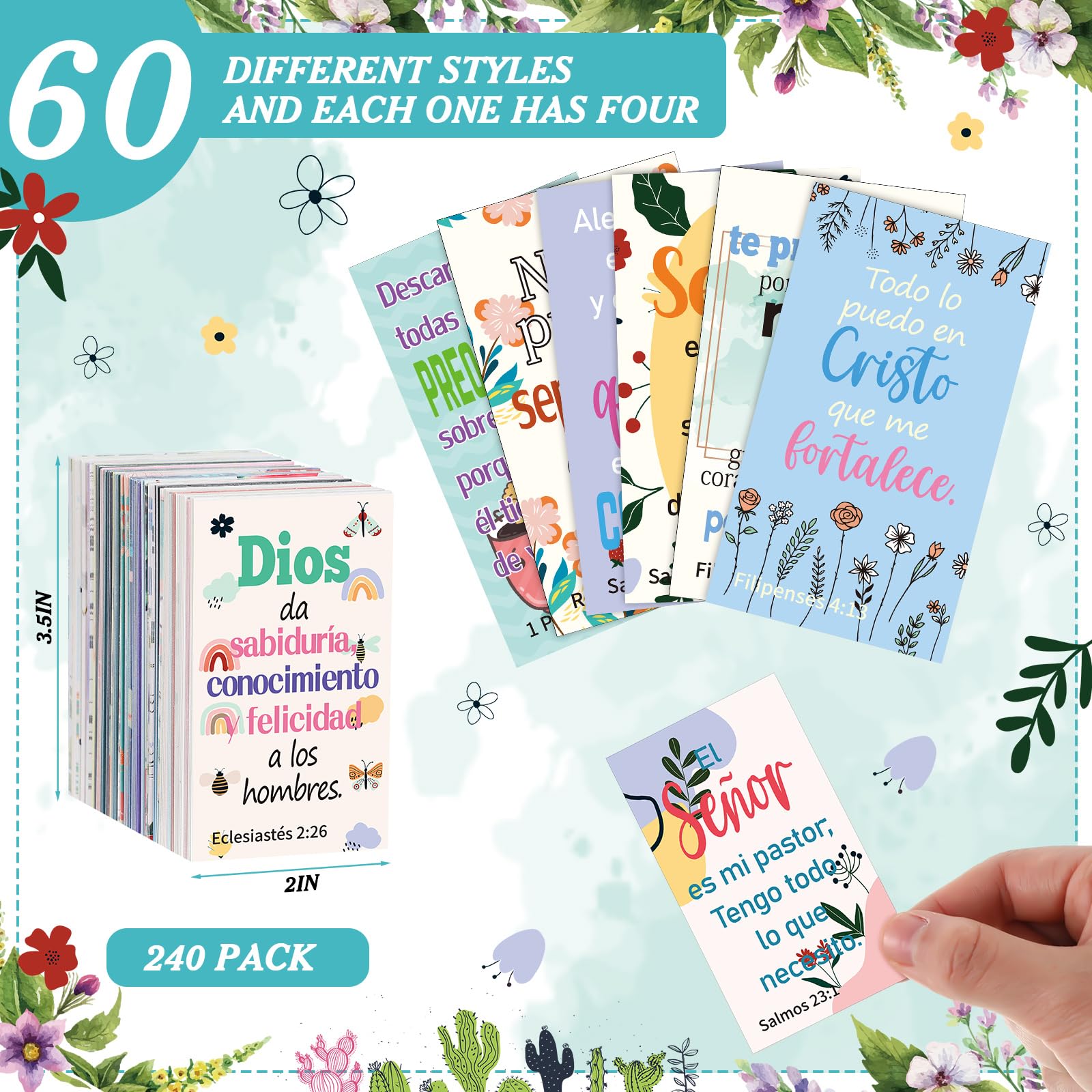 240 tarjetas con versículos bíblicos en español, tarjetas de felicitación de oración en español con versículos bíblicos surtidos Versículos Bíblicos En Español, iglesia, regalos cristianos