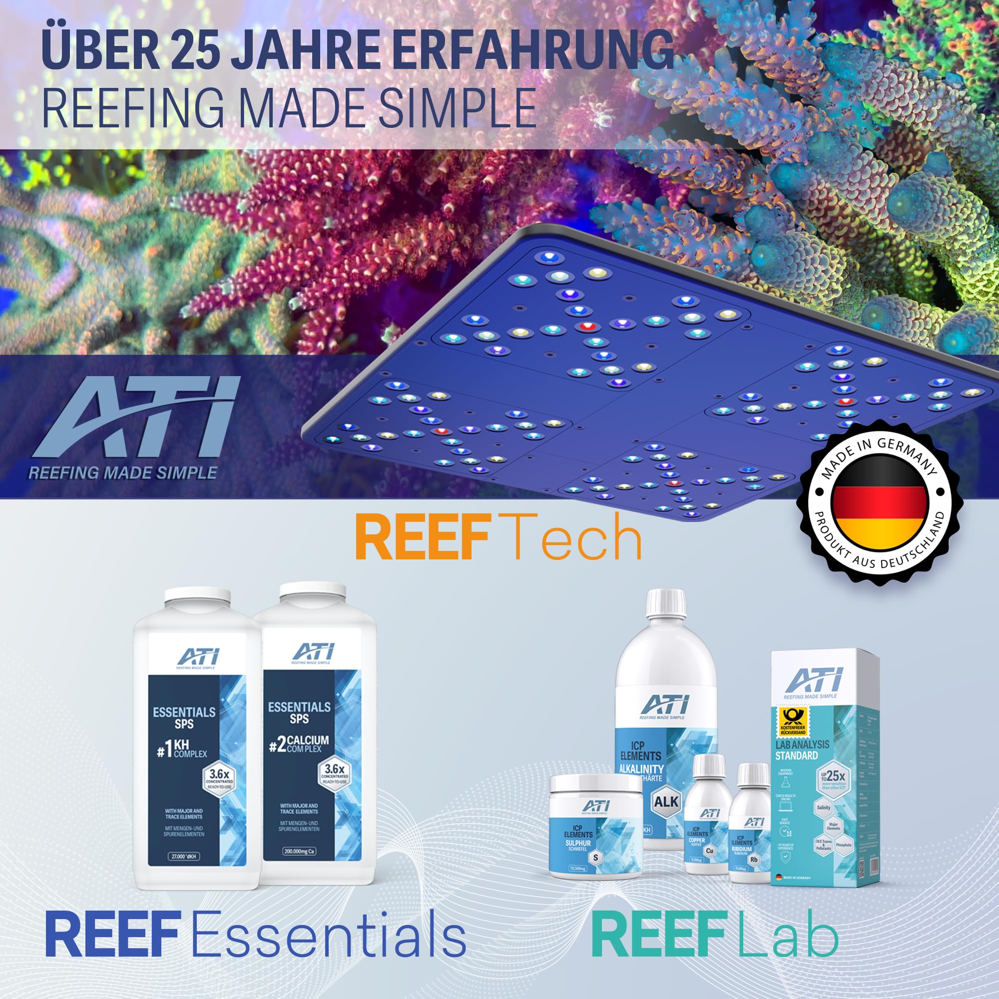 ATI ICP Test Meerwasser Pro Laboranalyse mit Osmosewasser Analyse für Meerwasser Aquarium 1er Set inkl. Rückversand DE