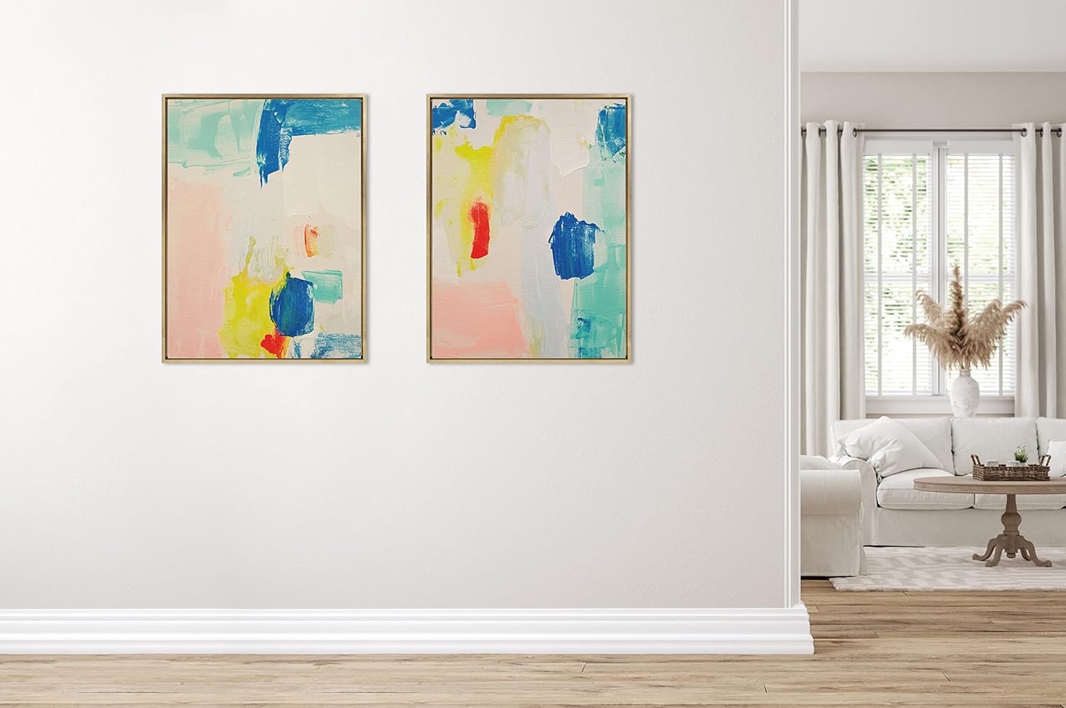 Gold Framed Abstract Canvas Wall Art, 28x38