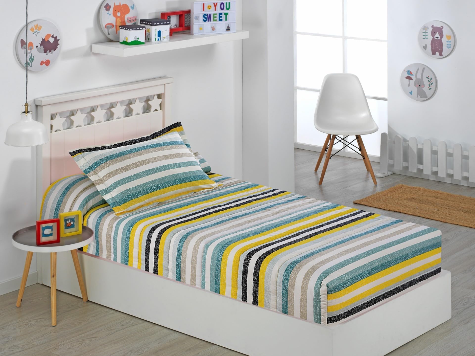DHESTIA HOME Edredon Ajustable de 350gr para Cama 90 y Cama 105 Infantil Modelo Bari Color Único Talla Cama 90