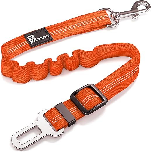 Seat Belt for Dogs with Elastic Bungee Buffer | Car Travel Accessories for Dogs Adjustible, Elastic (Pink)
