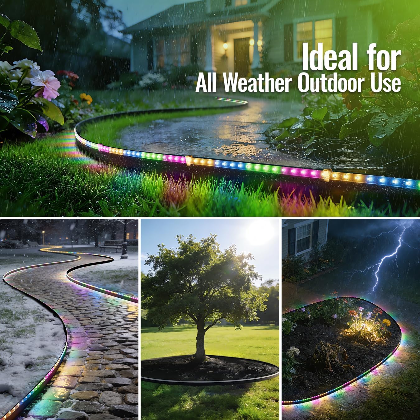 Landscape Edging with Solar String Lights, 20FT, 2in Depth, Metal Stakes & Light Remote, No-Dig Garden Edging with Timer & 19 Light Modes Landscape Border for Curved Straight Beds, Black