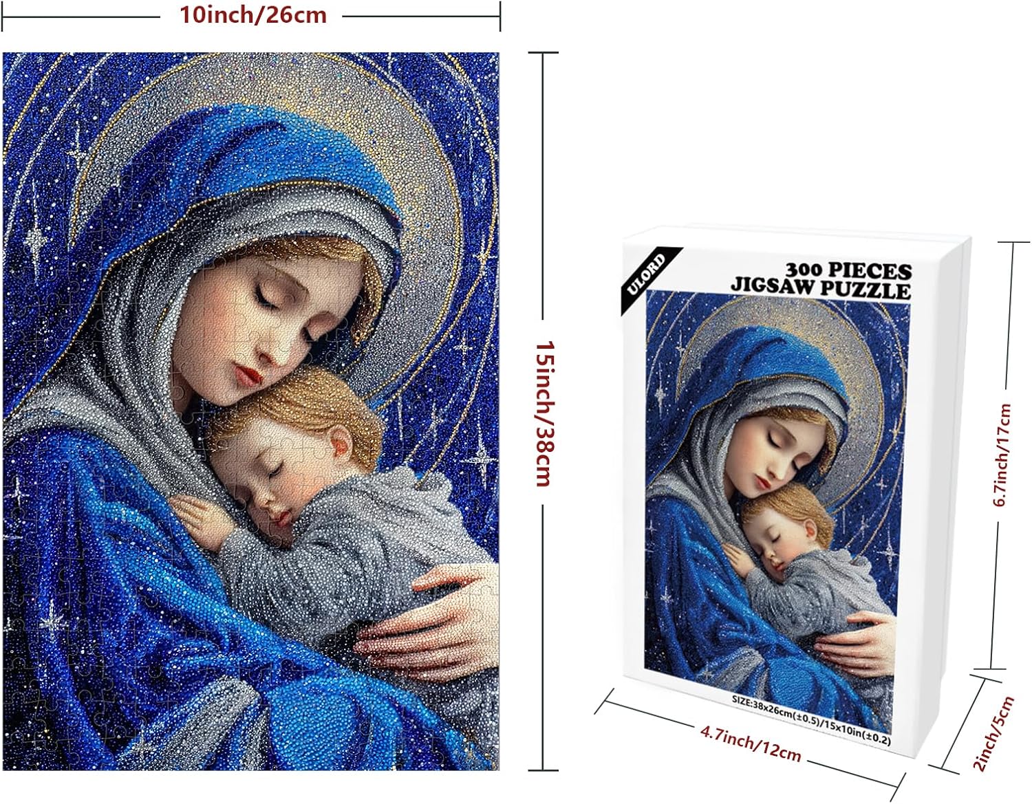 Great Jigsaw Puzzles for Adults 300 Pieces Starry Mosaic Art Religious Lady Puzzles for Adults Toys Gift Family Decoration Kids Puzzle