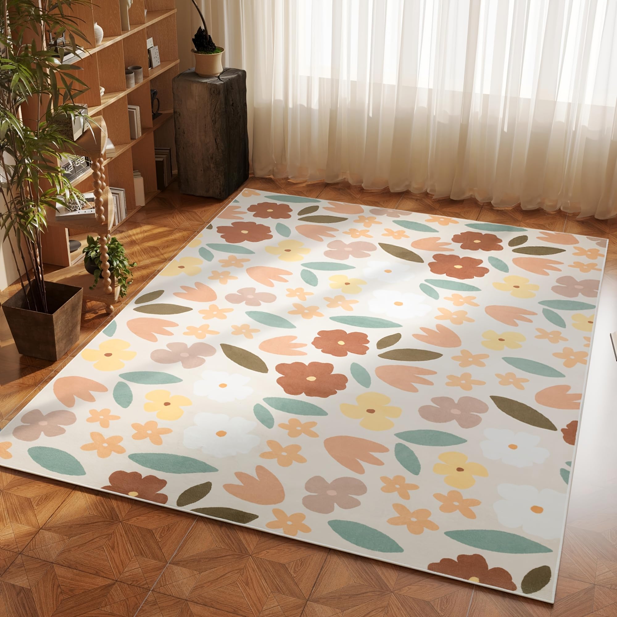 Tapis bohème vintage antidérapant pour régler les chutes et taches du salon
