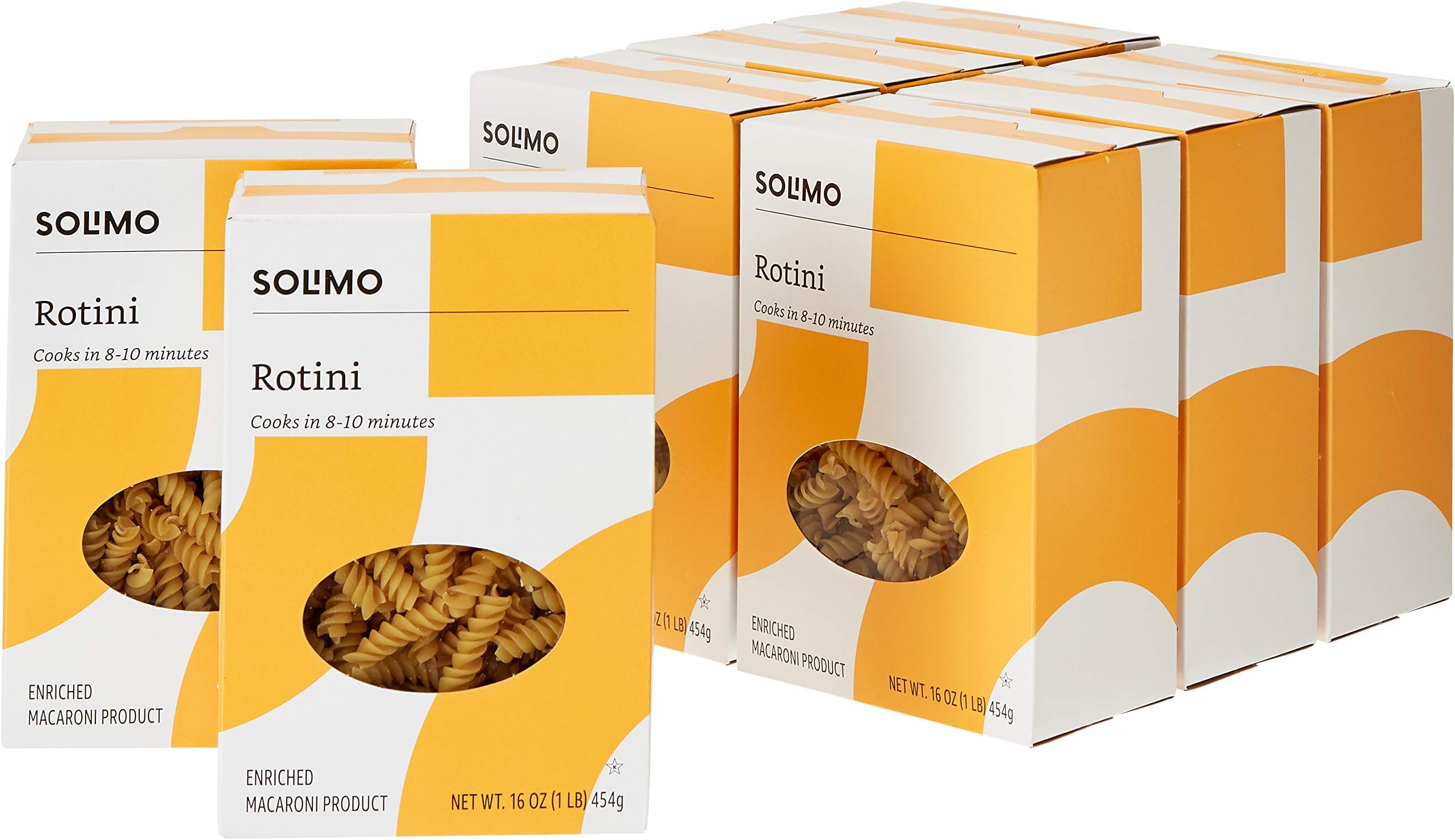 Amazon Brand - Solimo Pasta, Rotini, 16oz (Pack of 8)