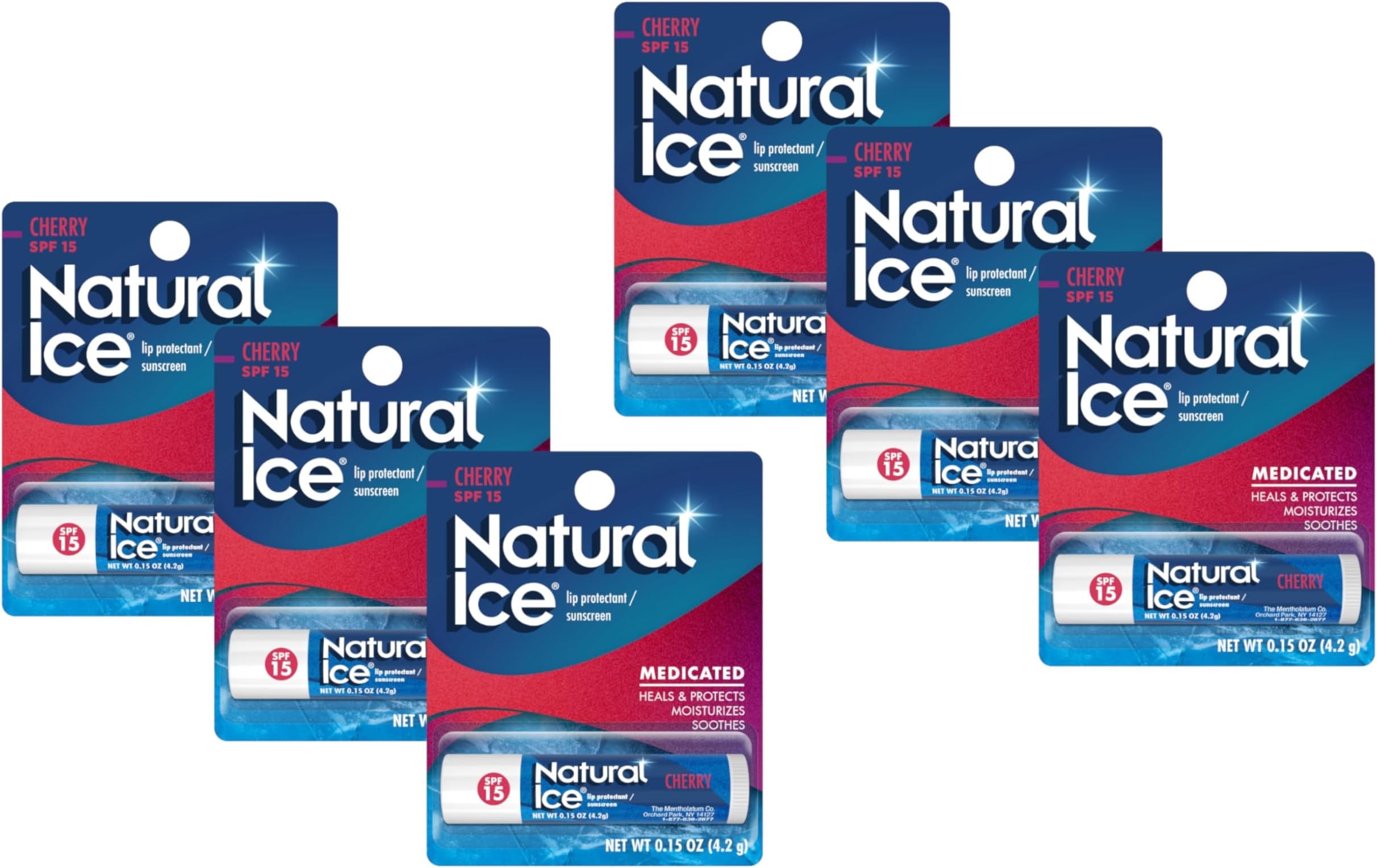 Natural Ice Lip Balm Cherry SPF 15 1 Each (Pack of 6)