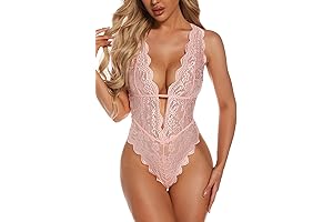 Light Pink Lingerie for Women Embroidered Bodysuit One Piece Teddy