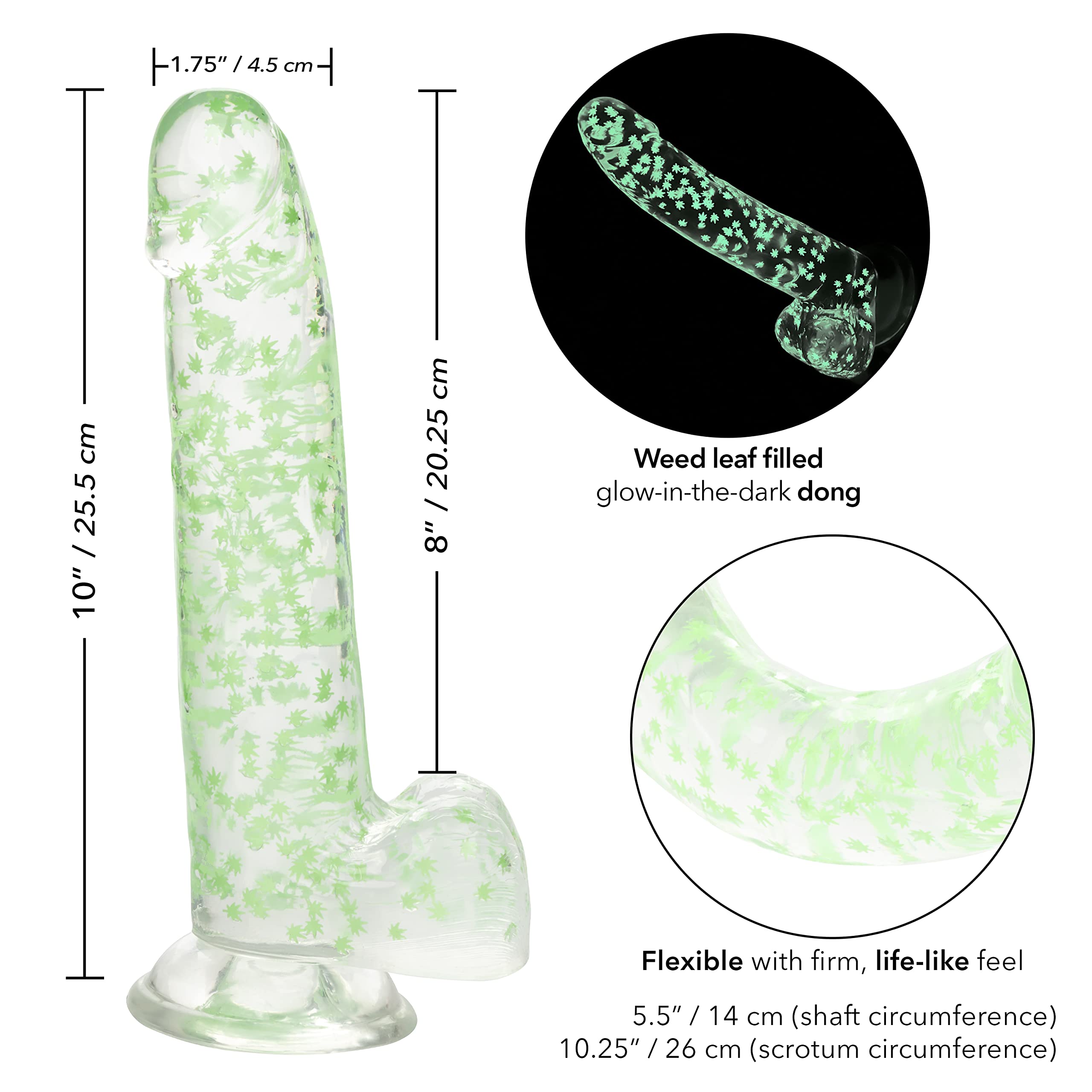 Amazon.com: CalExotics Naughty Bits I Leaf Dick Glow-in-The-Dark Grass Leaf  Dildo