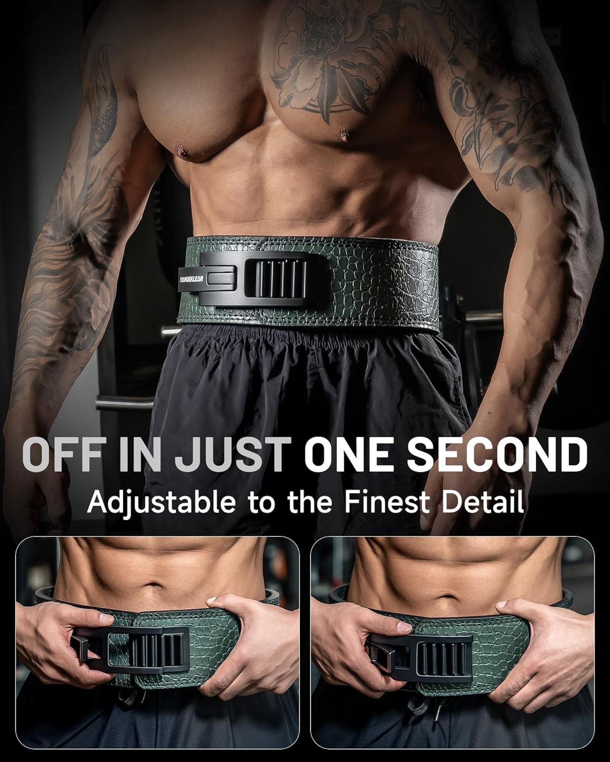 MANUEKLEAR Lifting Belt Lever for Men Women, 10mm Quick Locking Lever Belt Weightlifting with Adjustable Buckle, Lever Weight Lifting Belt for Powerlifting & Deadlifts - Image 2