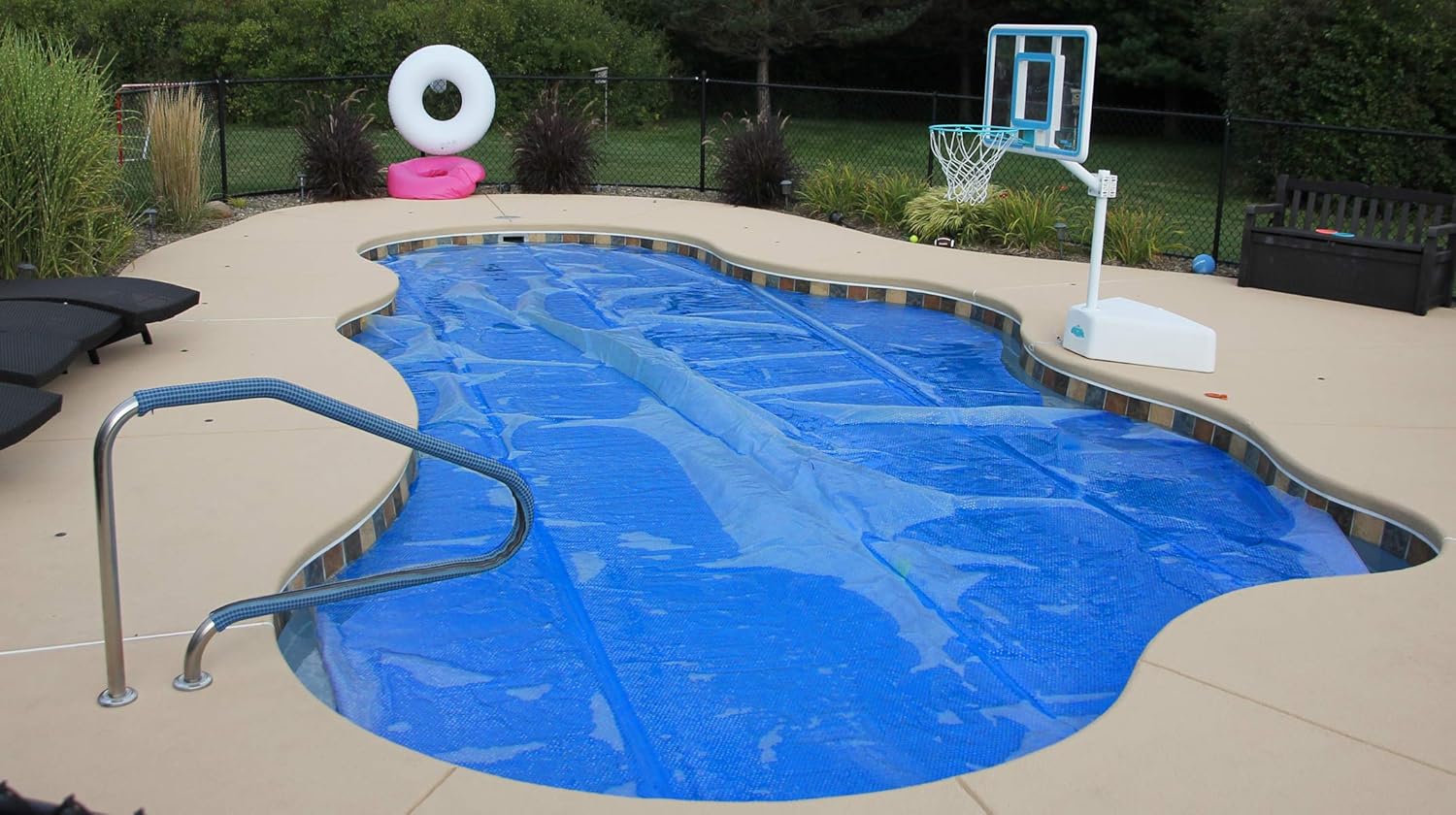 Rail Runners Blue In-ground Swimming Pool Ladder & Handrail Cover | 8-Ft-by-1.9-Inches Diameter Piece | Slip Resistant Grip | Keeps Railings Cool in The Sun | Durable Nylon Material : Patio, Lawn & Garden
