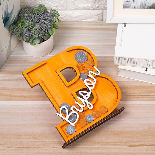 Vista 11 de Alcancía personalizada – Alcancía de madera con letras – Caja de dinero, tanque de almacenamiento de monedas, banco de dinero con nombre Negro