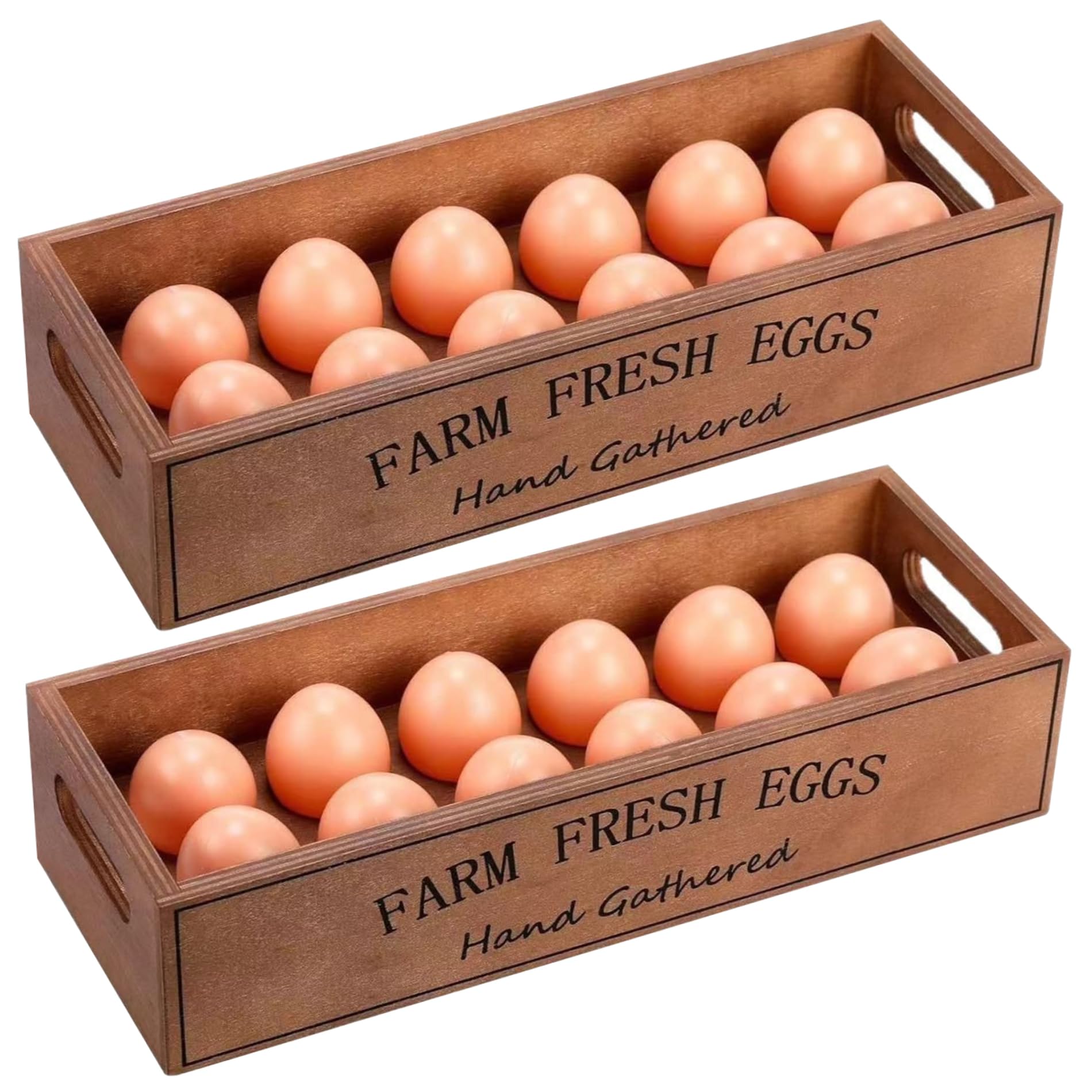 Whyzsjnclg 2 Pcs Wooden Egg Holder for Countertop Stackable Wood Egg Storage Box for Home Kitchen Farm Fresh Eggs Display