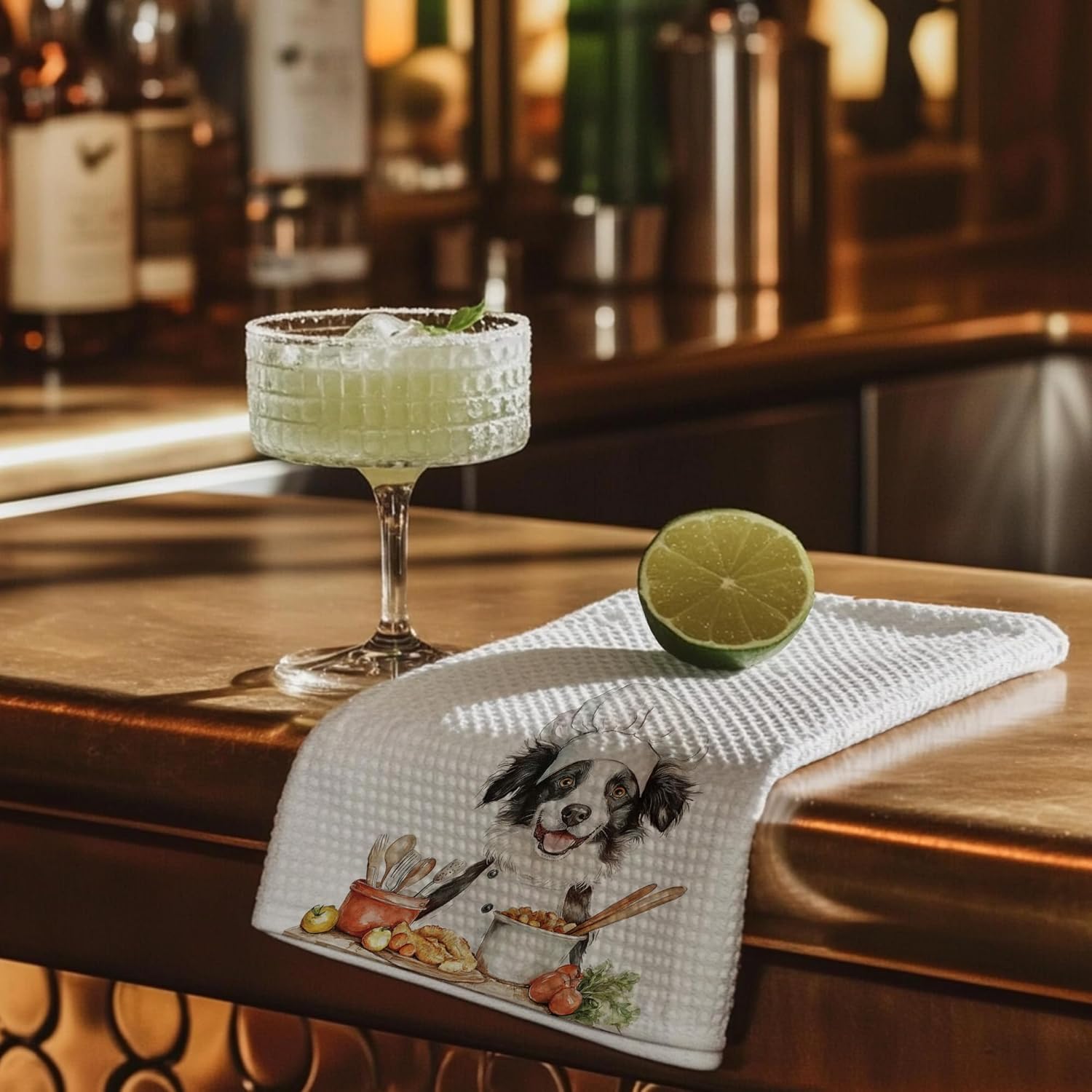 Cabana Bro Funny Border Collie Cooking Kitchen Towels, Border Collie Gifts, Funny Chef Dog Dish Hand Tea Towels for Kitchen Decor, Dog Lover Gifts, 16x24 Inch - Image 2