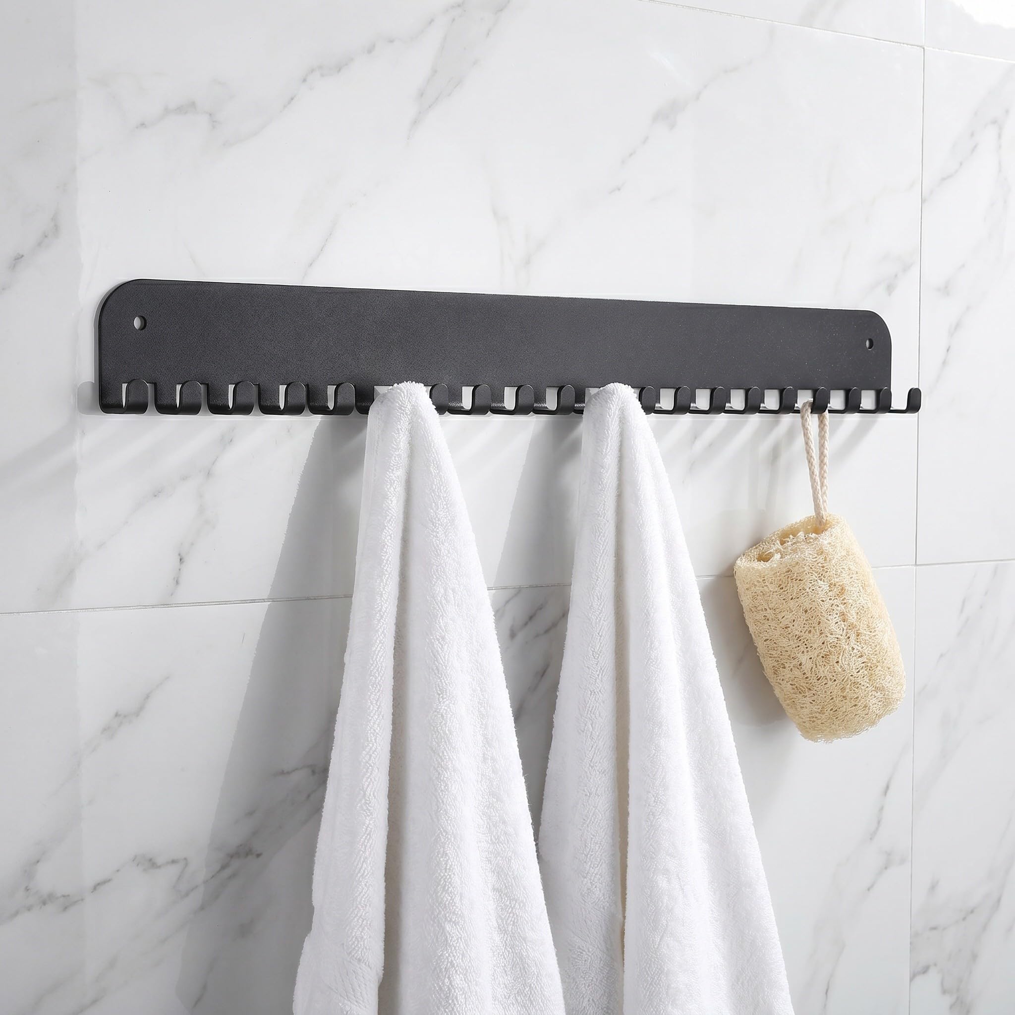 TOYANDONA Gancho de Metal Negro y Fácil Instalación 4 Piezas con 20 Ganchos, Diseño Ahorrador de Espacio para Cocina y Dormitorio