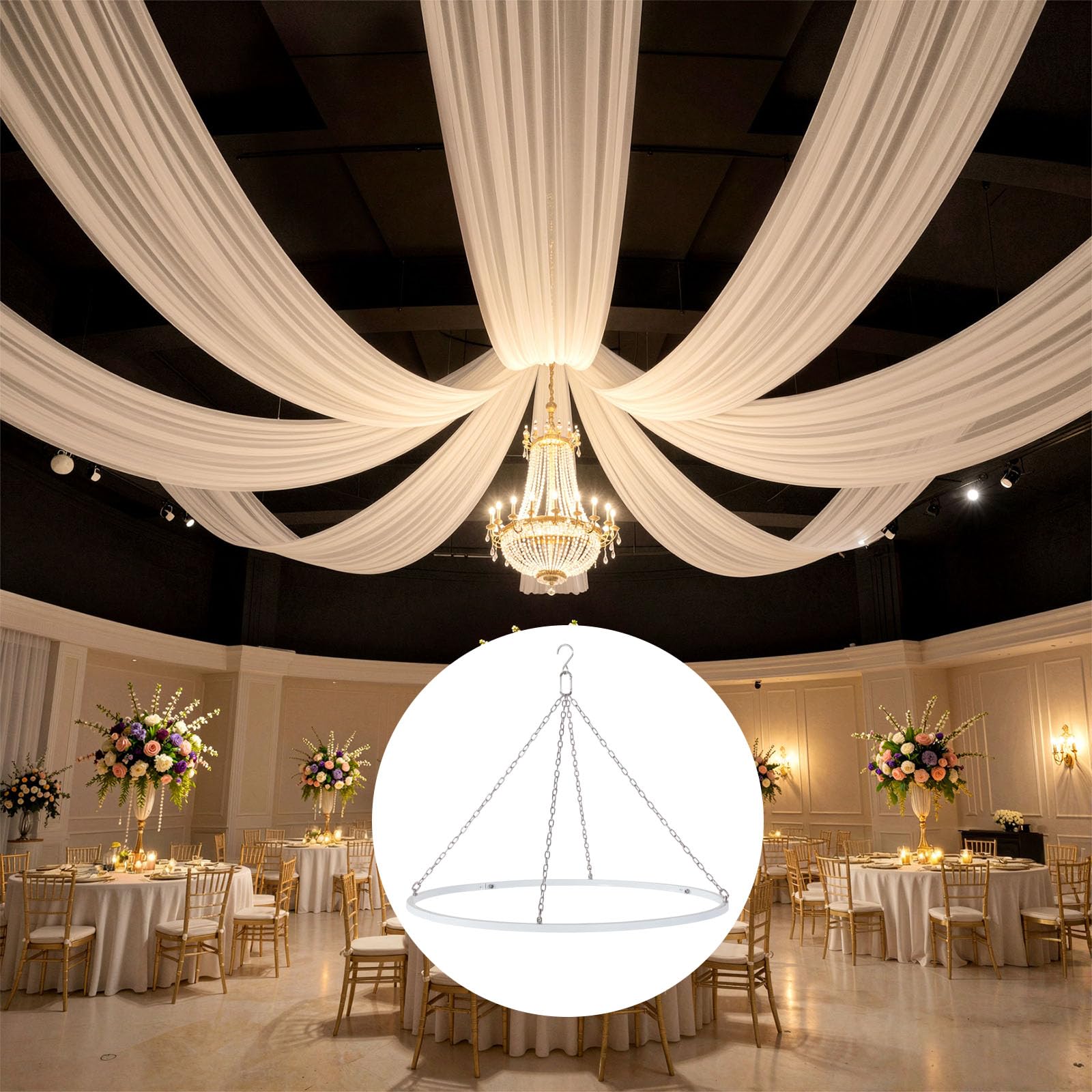 Anneau de suspension décoratif moderne en métal - Design amovible - Parfait pour la décoration de mariage