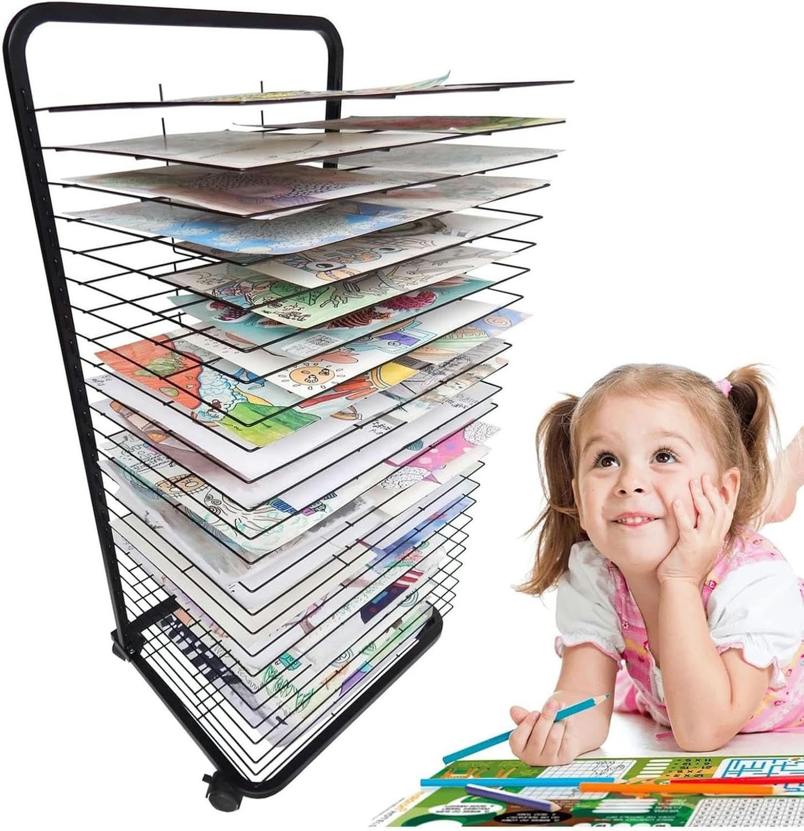 Rack de séchage d'art en métal solide à revêtement de puissance durable