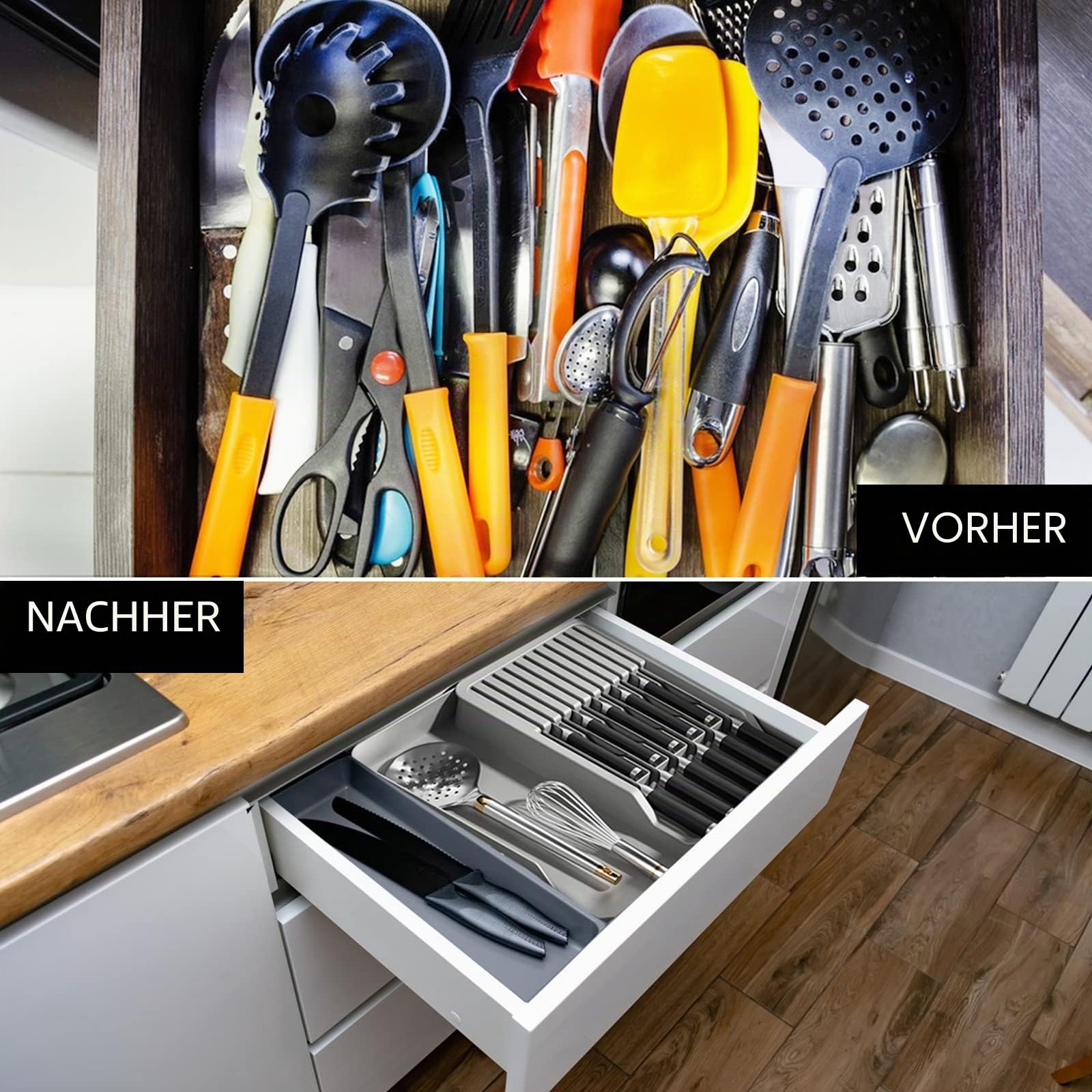 aufbewahrung für messer Yoosso Organizer, Messer Schublade Organizer 11 Messer Küchenmesserhalter Messer Aufbewahrungsbox Doppelschicht herausziehbar Messer & Küchenutensilien Platzsparend Waschbar Grau Küche, Haushalt & Wohnen Weihnachtsgeschenk Oma Farbe:khaki Patientenakten: mit einem einfachen